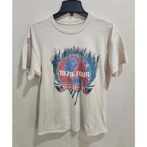 Van Halen Shirt 1978 Tour World Tour 1979 Beige Top Size Medium Shirt Tees